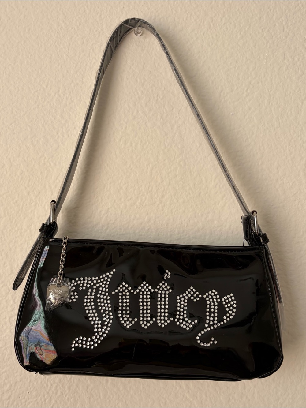 Juicy Couture forever21 Black Patent Rhinestone Logo Shoulder Bag